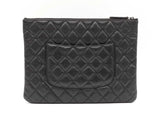 Chanel Medium Cosmetic Pouch In Iridescent Black Caviar Leather Fw1125prxdu