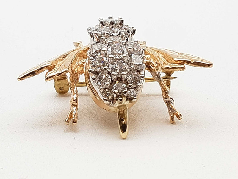 1.25 Cttw Diamonds 14k Two Tone Gold 8.3g Bee Pin Pendant Do0425irxde