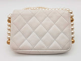 Chanel White Mini Flap Bag With Pearl Strap Sd0326erzde