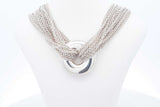 Tiffany & Co. Multistrand Mesh Sterling Silver Circle Necklace 67.91g Eb1123oxzsa