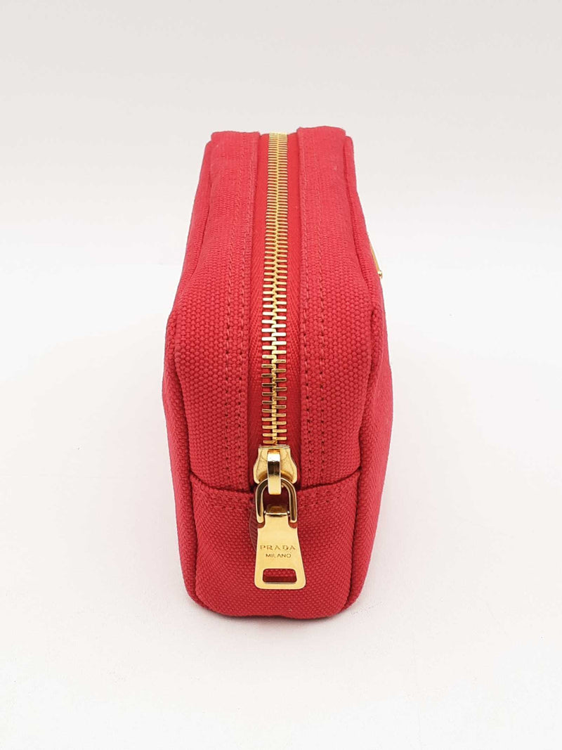 Prada Necessaire Red Canvas Clutch Fw1124lxzsa