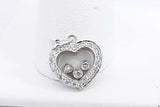 Diamond Heart Pendant With 3 Floating Diamonds In 18k White Gold 2.2g Eb0924crsa