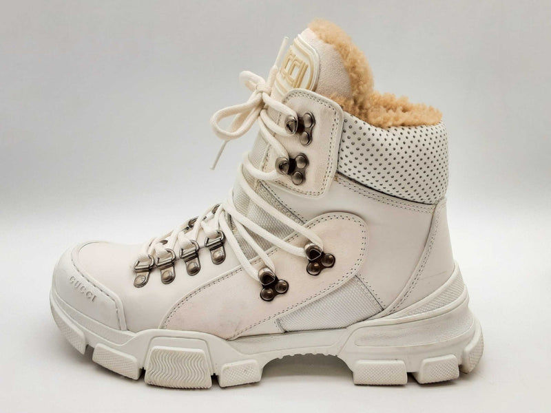 Gucci Flashtek White Fur Lined Sneakers Size It 38.5 Do1224loxde