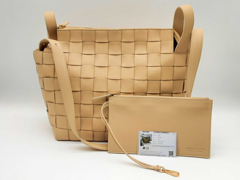 Bottega Veneta Bowling Intercciato Cassette Beige Leather Tote Bag Do0125lcxzde