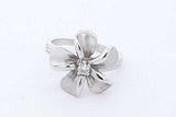 14k White Gold Plumeria Flower Ring With Diamond 5.6 Grams Size 6.75 Eb0826wexde