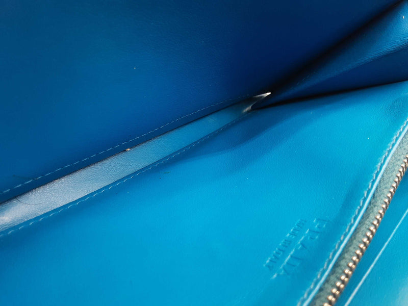 Prada Blue Logo Black Saffiano Leather Zip Wallet Do1025orxde