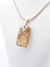 Diamond & Quartz Pendant With 14k Gold Wheat Chain 8.1 Grams 18 Inch Fw05269crdu