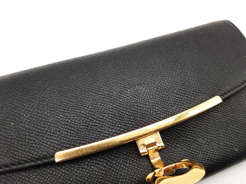 Salvatore Ferragamo Gancini Black Leather Continental Wallet Do0525oorde