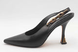 Louis Vuitton Black Leather Sparkle Slingback Pumps Size 38 Eb0726lorsa