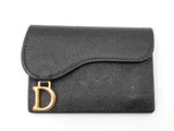 Christian Dior Saddle Bloom Card Holder In Black Grained Leather Fw0726lwrdu