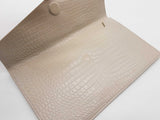 Yves Saint Laurent Uptown Pouch White Croc Embossed Leather Clutch Do0726oxzde