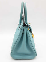 Hermes Birkin 25 Bleu Atoll Teal Swift Leather Gold Handbag Do0325lrrxzde