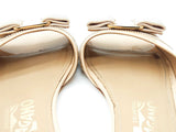 Salvatore Ferragamo Beige Patent Leather Vara Bow Slides Size 6 Eb0925lxzde