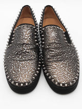 Christian Louboutin Pik Boat Spikes Textured Metallic Sneakers Sz 40 Eb0926lxzsa