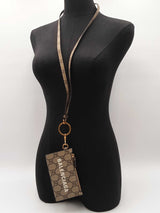 Gucci X Balenciaga Gg Supreme Monogram Logo Card Case With Strap Fw0526oordu