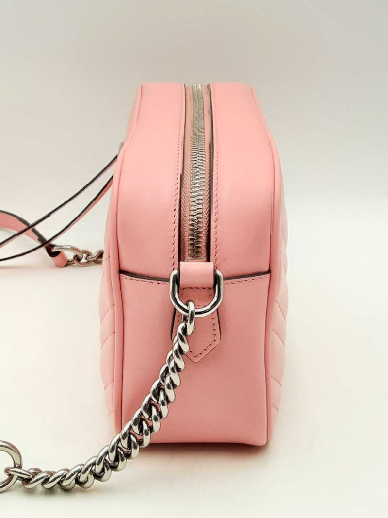 Gucci Marmont Shoulder Bag In Pink Matelassé Leather Fw0125worsa