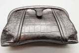 Balenciaga Editor Xs Metallic Silver Crocodile Embossed Clutch Eb0326prxde