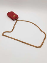 Chanel Quilted Red Leather Zip Coin Chain Pouch Eb1125wxzde