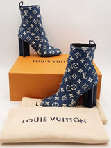 Louis Vuitton Monogram Denim Silhouette Ankle Boots Size 36.5 Eb0826orxsa