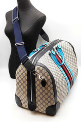 Gucci Savoy Large Duffle Bag In Gg Supreme Coated Canvas & Leather Fw0526lxzxdu