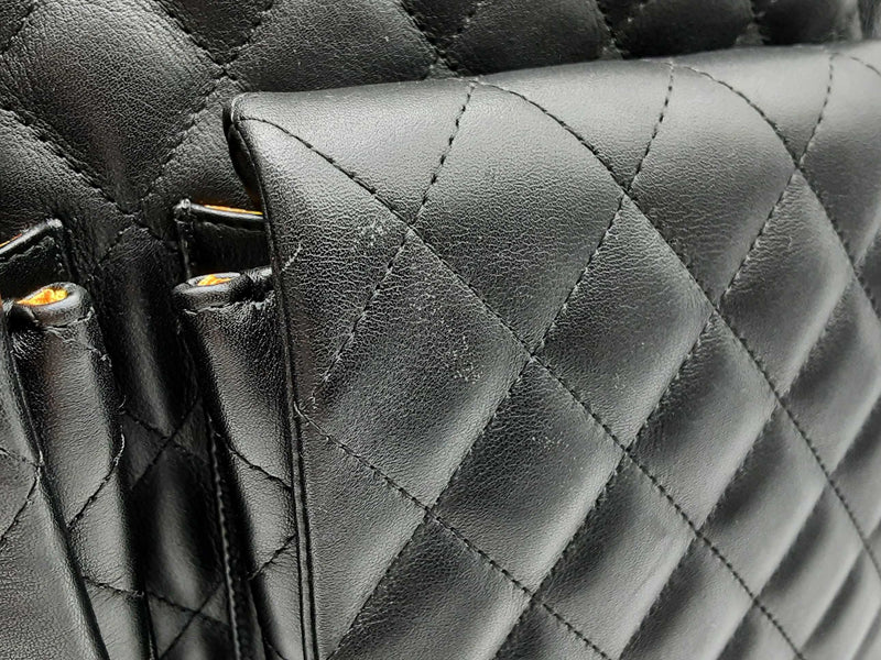 Chanel Cambon Reporter Black Quilted Leather Zipper Tote Bag Do1224sxzde