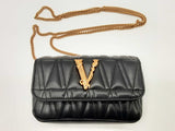 Versace Virtus Black Quilted Leather Chain Crossbody Bag Do0125pxzde