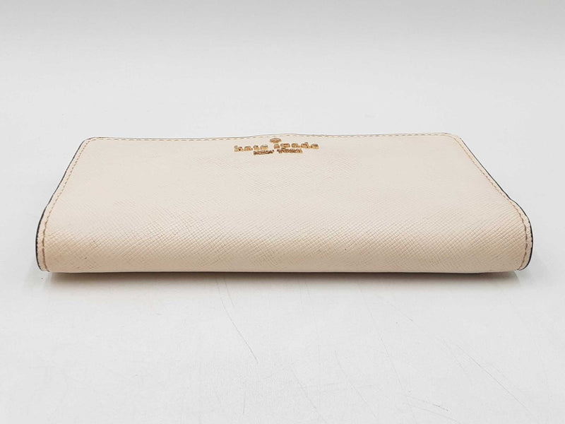 Kate Spade Madison Large Slim Wallet In Meringue Saffiano Leather Fw0625lxdu