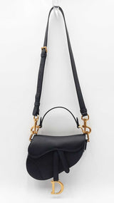 Christian Dior Small Saddle Bag In Black Grained Leather Fw1026erzdu