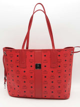 Mcm Large Reversible Tote Red Handbag With Pochette Aa0726lcrsa