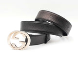 Gucci Interlocking G 40mm Belt In Black Guccissima Leather Size 40 Fw0926lrxdu