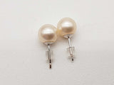 White Pearl 14k White Gold 0.6g Rubber Back Stud Earrings Do0925lrde