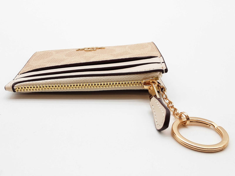 Coach Mini Skinny Sand Beige Signature Coated Canvas Id Case Do0325orde