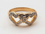 0.29 Cttw Natural Diamonds 18k Yg 3.2g Triple Heart Ring Size 4.5 Do0726wxzde