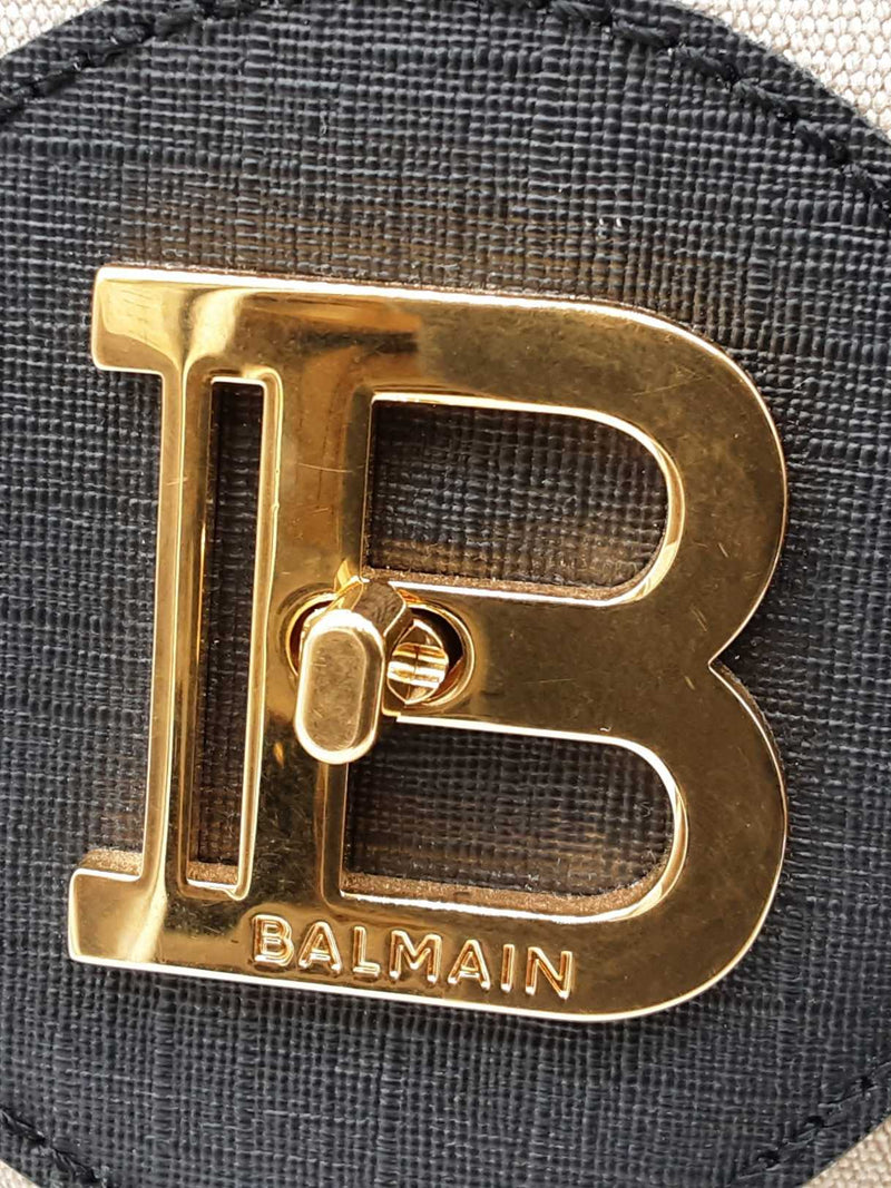 Balmain B-buzz Tote Bag In Canvas & Leather Fw0925pzxdu