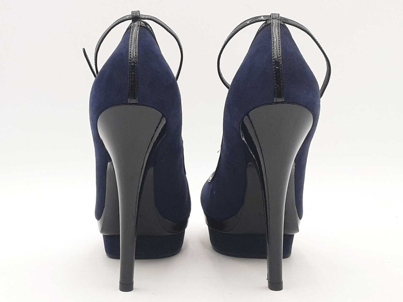 Saint Laurent Navy And Black Courts Blue High Heels Size Eu 38.5 Aa0525czsa