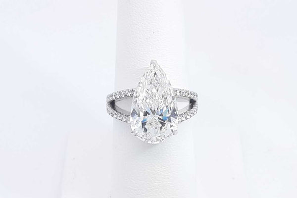 Lab Grown Pear Shape Diamond 5.72ctw Ring In 18k White Gold 6.5g Eb1223pxersa