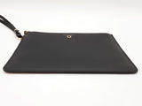 Salvatore Ferragamo Black Leather Zip Flat Pouch Wristlet Clutch Do0525lorde