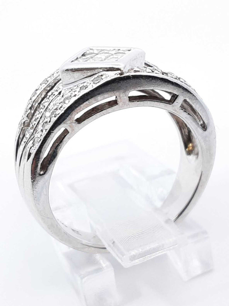 0.27 Cttw Diamond & 14k White Gold Rhombus Ring 5.6 Grams Size 4.5 Fw0925olxdu