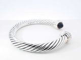 David Yurman Cable Classic 7mm Cuff Bracelet In Onyx, Diamonds, & Sterling Silver 42.6 Grams 7 Inch Fw0726orzdu