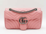 Gucci Marmont Medium Shoulder Bag In Pink Matelassé Chevron Leather Fw0925przdu