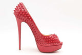 Christian Louboutin Red Patent Leather Spiked Peep Toe Pumps Size 40 Eb1224lxzsa