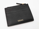 Versace Virtus Black Grained Leather Card Holder Wallet Fw0525izdu