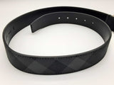 Burberry Black Charcoal Silver Check Canvas Leather Belt Size 34/85 Do0724exde