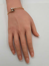 21k Yellow Gold, Onyx & Cubic Zirconia Bangle Bracelet 6.6g 6 Inch Fw0326pszdu