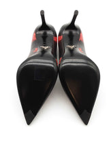 Prada Black & Red Printed Leather Pumps Size 37.5 Eb0624lxzde