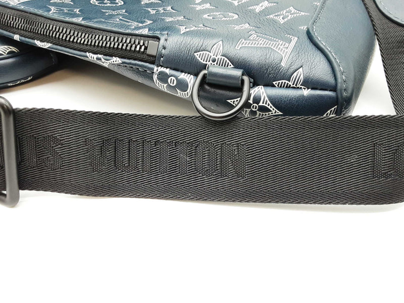 Louis Vuitton Duo Navy Blue Monogram Shadow Leather Slingbag Do0825loxzde