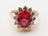 Red And White Czs 14k Yellow Gold 4.3g Starburst Ring Size 5.5 Do0726owxde