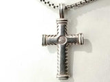 David Yurman Sterling Silver Chevron Cross Pendant Necklace 22 Inch Mk0526irmia