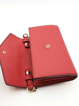 Michael Kors Red Saffiano Leather Envelope Crossbody Wallet Eb0925oxsa