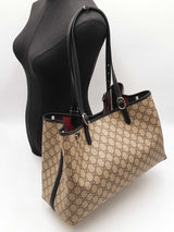 Gucci Emblem Large Tote In Beige & Brown Gg Monogram Coated Canvas Fw1225lzxzdu